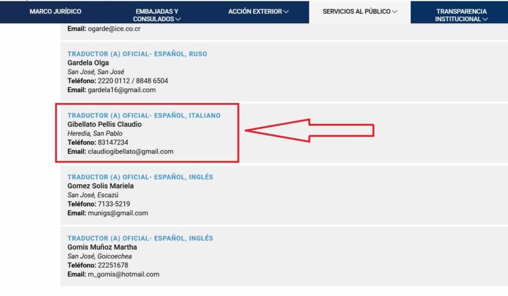 Traductor oficial italiano español